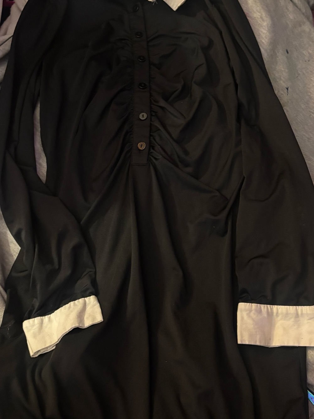 SLANE Black Dress with White Collar and Cuffs